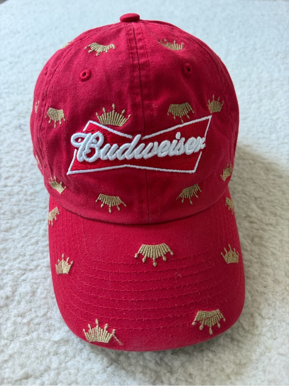 Budweiser Red Baseball Cap with Gold Crown Embroidery Hat 47 Brand